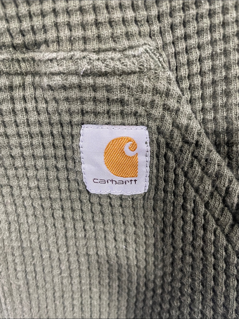 Carhartt Olive Green Waffle-Knit Pullover Hoodie - Picture 3 of 4